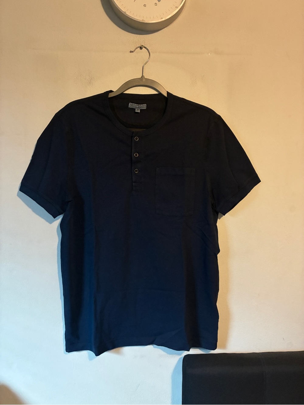 J. Crew Navy Short-Sleeve Henley with Pocket